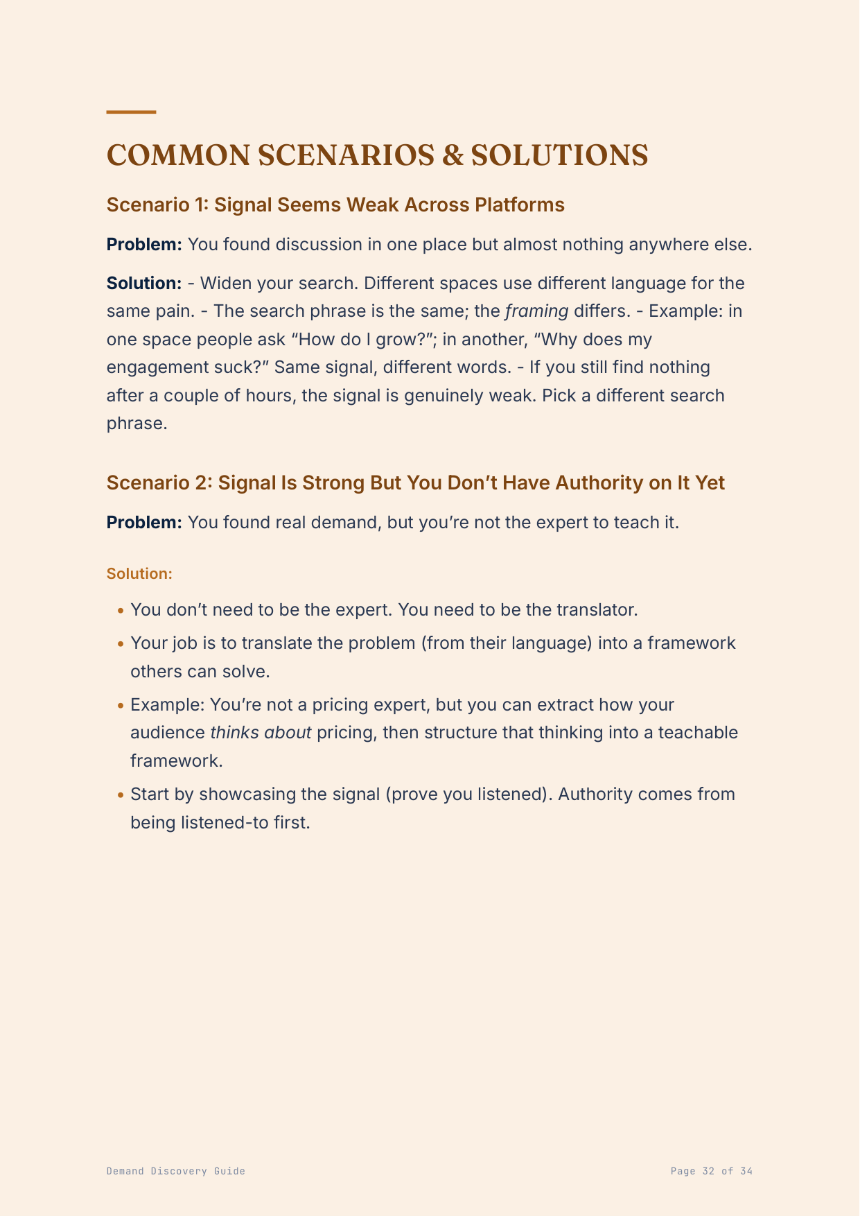 Worked scenarios — the loop on real situations.